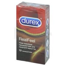 ПРЕЗЕРВАТИВИ ЛАТЕКСНІ З СИЛІКОНОВОЮ ЗМАЗКОЮ "DUREX REAL FEEL" натуральні відчуття, натуральні відчуття, № 12; Реккітт Бенкізер Хелскер (ЮКей) Лімітед