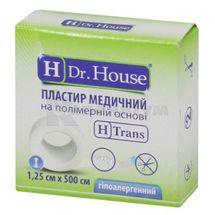 ПЛАСТИР МЕДИЧНИЙ "H Dr. House" 1,25 см х 500 см, коробка паперова, на полімерній основі, на полімерній основі, № 1; undefined