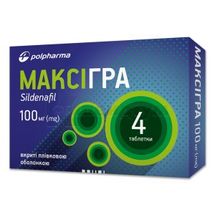 Максігра таблетки, вкриті плівковою оболонкою, 100 мг, блістер, № 4; Польфарма