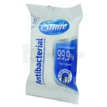 СЕРВЕТКИ ВОЛОГІ "SMILE" ANTIBACTERIAL З Д-ПАНТЕНОЛОМ № 15; КПД