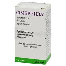 Сімбринза® краплі очні, флакон-крапельниця дроп-тейнер®, 5 мл, № 1; Новартіс Фарма