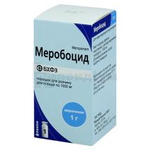 Меробоцид порошок для розчину для ін'єкцій, 1000 мг, флакон, в пачці, в пачці, № 1; Борщагівський ХФЗ