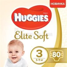 ПІДГУЗКИ ДИТЯЧІ ГІГІЄНІЧНІ HUGGIES ELITE SOFT розмір 3, № 80; Кімберлі-Кларк Україна