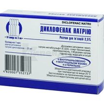 Диклофенак натрію розчин  для ін'єкцій, 2,5 %, ампула, 3 мл, блістер, блістер, № 10; Лубнифарм