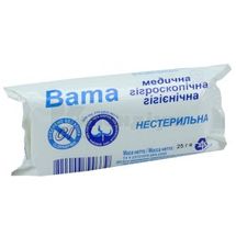 ВАТА МЕДИЧНА ГІГРОСКОПІЧНА нестерильна, 25 г, тип "ролик", тип "ролик", № 1; undefined