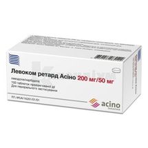 Левоком ретард Асіно таблетки пролонгованої дії, 200 мг + 50 мг, блістер, № 100; Acino Pharma