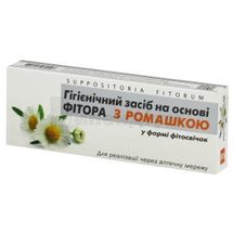 ЗАСІБ ГІГІЄНІЧНИЙ НА ОСНОВІ ФІТОРА "ФІТОРОВІ СВІЧКИ" супозиторії, з ромашкою, з ромашкою, № 10; Біота ТОВ