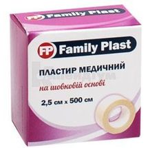 FAMILY PLAST ПЛАСТИР МЕДИЧНИЙ НА ШОВКОВІЙ ОСНОВІ 2,5 см х 500 см, № 1; Аргопласт