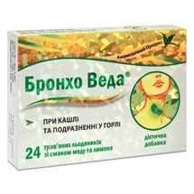 БРОНХО ВЕДА ТРАВ'ЯНІ ЛЬОДЯНИКИ ЗІ СМАКОМ МЕДУ ТА ЛИМОНУ льодяники, № 24; Конарк Інтелмед