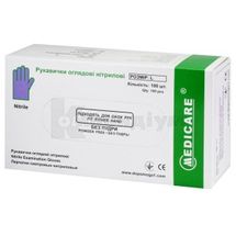 РУКАВИЧКИ ОГЛЯДОВІ НЕСТЕРИЛЬНІ "MEDICARE" розмір m, хлоровані, нітрилові, блакитні, без пудри, текстуровані, без пудри, текстуровані, № 100; undefined