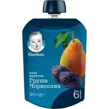 ПЮРЕ ФРУКТОВЕ ТМ "GERBER" "ГРУША ТА ЧОРНОСЛИВ" вітамінізована, 90 г, для дітей від 6 місяців, для дітей від 6 місяців, № 1; Нестле Україна