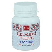 ПИВНІ ДРІЖДЖІ З ЗАЛІЗОМ таблетки, 0.5 г, № 100; Фармаком