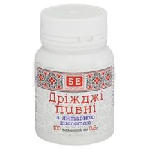 ПИВНІ ДРІЖДЖІ З ЯНТАРНОЮ КИСЛОТОЮ таблетки, 0.5 г, № 100; Фармаком