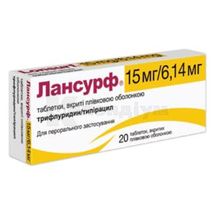 Лансурф® 15 мг/6,14 мг таблетки, вкриті плівковою оболонкою, 15 мг + 6,14 мг, блістер, № 20; Серв'є