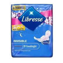 ПРОКЛАДКИ ЖІНОЧІ ГІГІЄНІЧНІ LIBRESSE INVISIBLE ULTRA THIN GOODNIGHT № 10; Essity Hygiene and Health