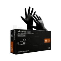 РУКОВИЧКИ НІТРИЛОВІ СМОТРОВІ НЕПРИПУДРЕНІ НЕСТЕРИЛЬНІ NITRYLEX® BLACK розмір m, № 1; Mercator Medical