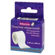 ПЛАСТИР МЕДИЧНИЙ НА ТКАНИННІЙ ОСНОВІ 2,5 см х 500 см, котушка, білого кольору, білого кольору, № 1; Киевфармгрупп