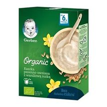 КАША СУХА БЕЗМОЛОЧНА ШВИДКОРОЗЧИННА GERBER® ORGANIC ПШЕНИЧНО-ВІВСЯНА "GERBER" з ваніллю, 240 г, для дітей від 6 місяців, для дітей від 6 місяців, № 1; Nestle Swiss