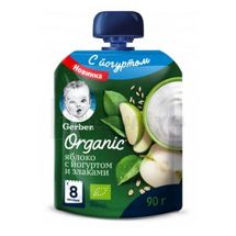 ПЮРЕ ФРУКТОВО-ЙОГУРТНЕ "ЯБЛУКО ЗІ ЗЛАКАМИ" серії ORGANIC тм "GERBER" пастеризоване. гомогенізоване, 90 г, для дітей від 8 місяців, для дітей від 8 місяців, № 1; Nestle Swiss