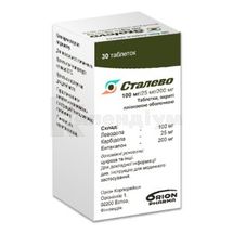 Сталево таблетки, вкриті плівковою оболонкою, банка, 100 мг/25 мг/ 200 мг, 100 мг/25 мг/ 200 мг, № 30; Оріон Корпорейшн