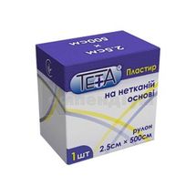 ПЛАСТИР НА НЕТКАНІЙ ОСНОВІ У РУЛОНАХ TETA® 2,5 х 500 см, 2,5 х 500 см, № 1; Тетафарм