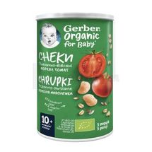 GERBER ORGANIC ОРГАНІЧНІ ПШЕНИЧНО-ВІВСЯНІ СНЕКИ З ТОМАТАМИ ТА МОРКВОЮ 35 г, № 1; Nestle Swiss