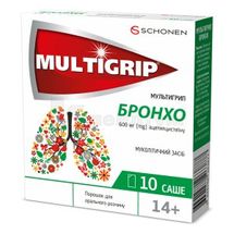 Мультигрип Бронхо порошок для орального розчину, 600 мг, саше, 3 г, № 10; Дельта Медікел