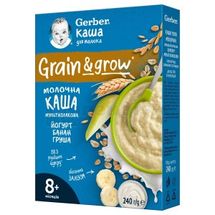 КАША СУХА МОЛОЧНА GERBER® МУЛЬТИЗЛАКОВА З ЙОГУРТОМ, БАНАНОМ І ГРУШЕЮ 240 г, з 6 місяців, з 6 місяців, № 1; Nestle Swiss