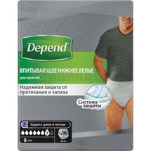 БІЛИЗНА ВБИРАЮЧА (ТРУСИ-ПІДГУЗКИ) DEPEND® для чоловіків, розмір l/xl, розмір l/xl, № 9; Kimberly-Clark