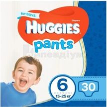 ПІДГУЗНИКИ-ТРУСИКИ ДИТЯЧІ ГІГІЄНІЧНІ HUGGIES (ХАГГІС) BOY (ДЛЯ ХЛОПЧИКІВ) розмір 6 (15-25 кг), № 30; undefined