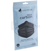 Маска захисна Black Carbon тришарова стерильна біорозкладна з вугільним фільтром № 5; undefined