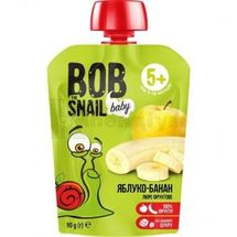 ПЮРЕ ФРУКТОВЕ BOB SNAIL (РАВЛИК БОБ) для дітей, 90 г, яблуко-банан, яблуко-банан, № 1; Еко Снек