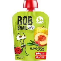 ПЮРЕ ФРУКТОВЕ BOB SNAIL (РАВЛИК БОБ) для дітей, 90 г, яблуко-персик, яблуко-персик, № 1; Еко Снек