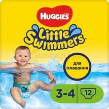 ПІДГУЗНИКИ-ТРУСИКИ ДЛЯ КУПАННЯ ДИТЯЧІ ГІГІЄНІЧНІ HUGGIES LITTLE SWIMMER 3-4 (7-15 кг), № 12; Кімберлі-Кларк