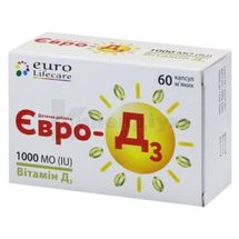 ЄВРО-Д3 капсули м'які желатинові, 1000 мо, № 60; Softech Pharma Pvt., Ltd