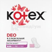 ПРОКЛАДКИ ЖІНОЧІ ГІГІЄНІЧНІ ЩОДЕННІ KOTEX DEO SUPER ароматизовані, № 52; Кімберлі-Кларк Україна