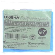 НАБІР ГІНЕКОЛОГІЧНИЙ ОГЛЯДОВИЙ ОДНОРАЗОВОГО ЗАСТОСУВАННЯ "СЛАВНА®" СТЕРИЛЬНИЙ № 7, пелюшка, 2 рукавички, бахіли, пелюшка, 2 рукавички, бахіли, № 1; Технокомплекс