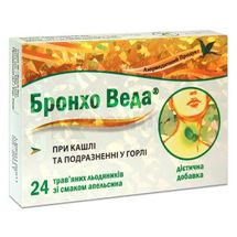 БРОНХО ВЕДА ТРАВ'ЯНІ ЛЬОДЯНИКИ ЗІ СМАКОМ АПЕЛЬСИНУ льодяники, № 24; Конарк Інтелмед