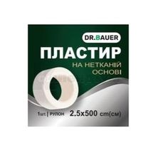 Пластир у рулонах Dr.Bauer 2,5 см х 500 см, на нетканній основі, на неткан. основі, № 1; Тетафарм