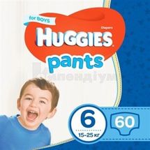 ПІДГУЗНИКИ-ТРУСИКИ ДИТЯЧІ ГІГІЄНІЧНІ HUGGIES (ХАГГІС) BOY (ДЛЯ ХЛОПЧИКІВ) розмір 6 (15-25 кг), № 60; undefined