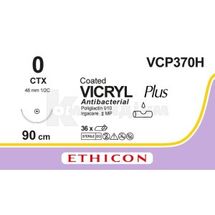 ВІКРИЛ ПЛЮС з покриттям (Антибактеріальний/Поліглактин 910) 0, 90 см, голка 48 мм колюча, голка 48 мм колюча, № 1; Етікон, Інк.