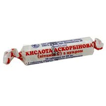 Кислота аскорбиновая (витамин C) с сахаром таблетки, 25 мг, в этикетке, № 10; Киевский витаминный завод