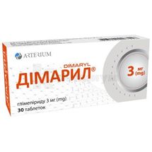 Димарил таблетки, 3 мг, блистер, в пачке, в пачке, № 30; Киевмедпрепарат