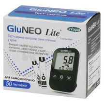 ТЕСТ-ПОЛОСКИ КОНТРОЛЯ УРОВНЯ ГЛЮКОЗЫ В КРОВИ GLUNEO® LITE для самотестирования, упаковка, 50 определений, 50 определений, № 1; Infopia