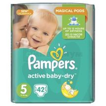 ПОДГУЗНИКИ ДЕТСКИЕ PAMPERS ACTIVE BABY-DRY junior (11-18 кг), № 42; undefined