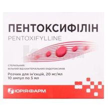 Пентоксифиллин раствор для инъекций, 20 мг/мл, ампула, 5 мл, контурная ячейковая упаковка, пачка, контурн. ячейк. уп., пачка, № 10; Медицинский центр М.Т.К.