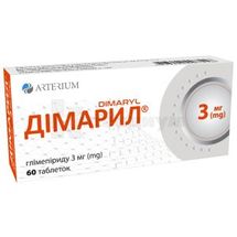 Димарил таблетки, 3 мг, блистер, в пачке, в пачке, № 60; Киевмедпрепарат