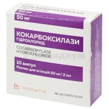 Кокарбоксилазы гидрохлорид раствор для инъекций, 50 мг/2 мл, ампула, 2 мл, в блистерах, в блистерах, № 10; Биофарма ФЗ