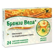 БРОНХО ВЕДА ТРАВЯНЫЕ ЛЕДЕНЦЫ СО ВКУСОМ АПЕЛЬСИНА леденцы, № 24; Конарк Интелмед