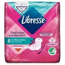 ПРОКЛАДКИ ЖЕНСКИЕ ГИГИЕНИЧЕСКИЕ LIBRESSE ULTRA LONG FRESHNESS AND PROTECTION WITH WINGS № 8; SCA Hygiene Products